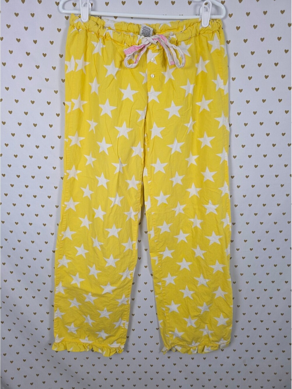 Victoria's Secret PINK Yellow White Star Sleep Lounge Pajama Pants Small
